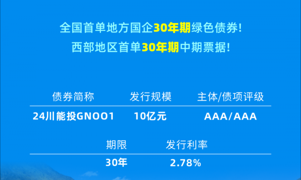 喜报！全国首单地方国企30年期绿色债券成功发行！